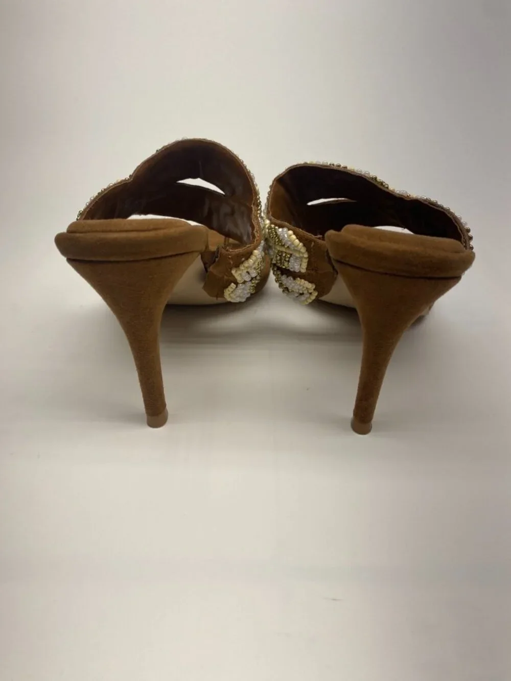 Jessica Simpson Womens Rixei Beaded Faux Suede Heels Sz 7.5